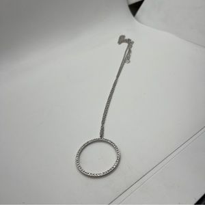TOUCHSTONE CRYSTAL CRYSTALLIZED BY SWAROVSKI SILVER TONE CIRCLE PENDANT NECKLACE